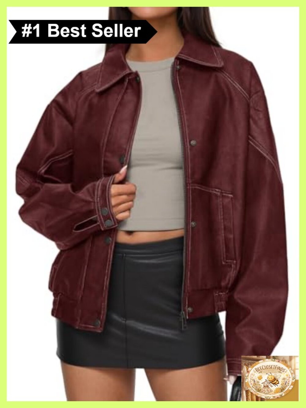 Oversized Faux Leather Jacket Moto Biker Coat Fall Winter Outerwear